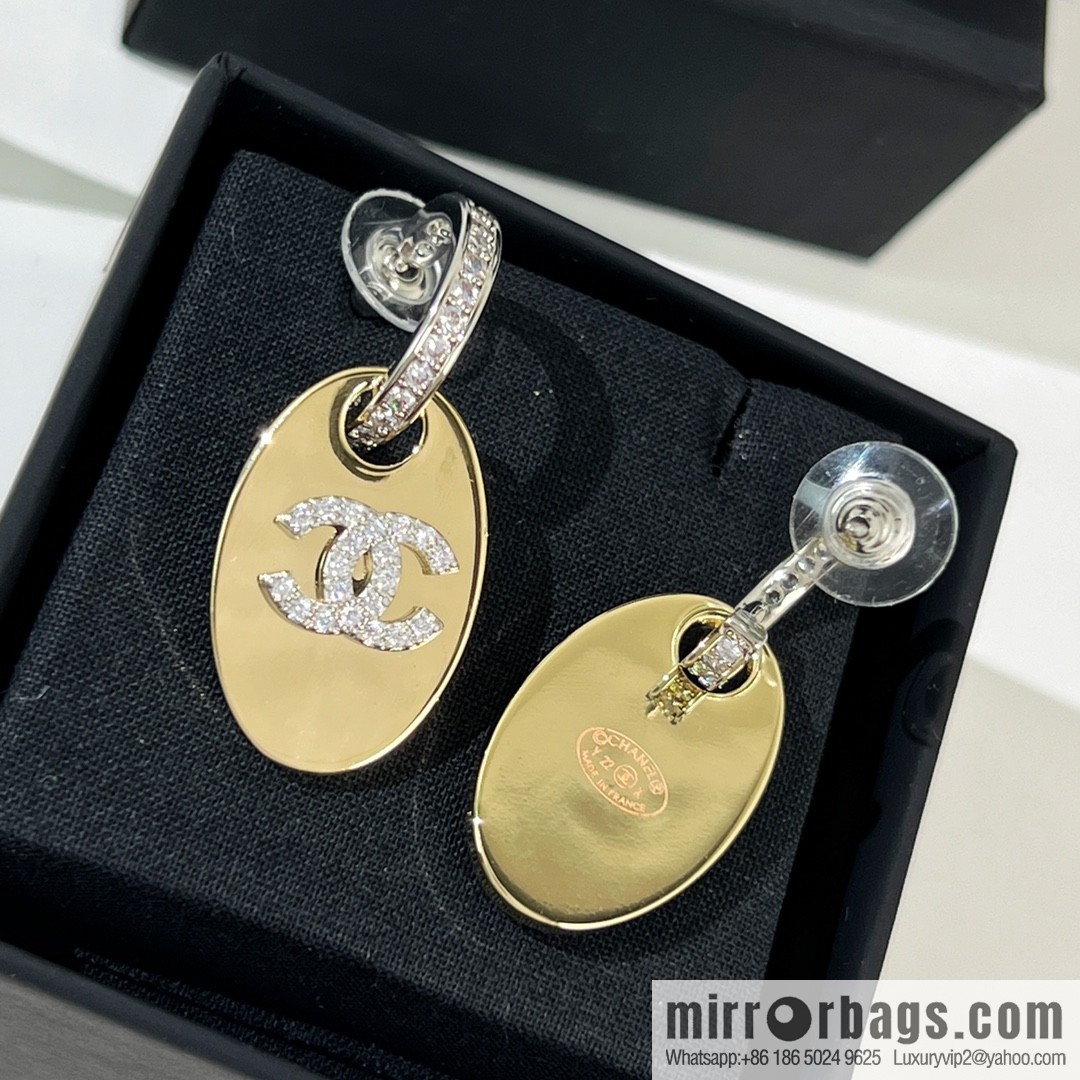 New ☑️ CHANEL Chanel double c oval, stud earrings