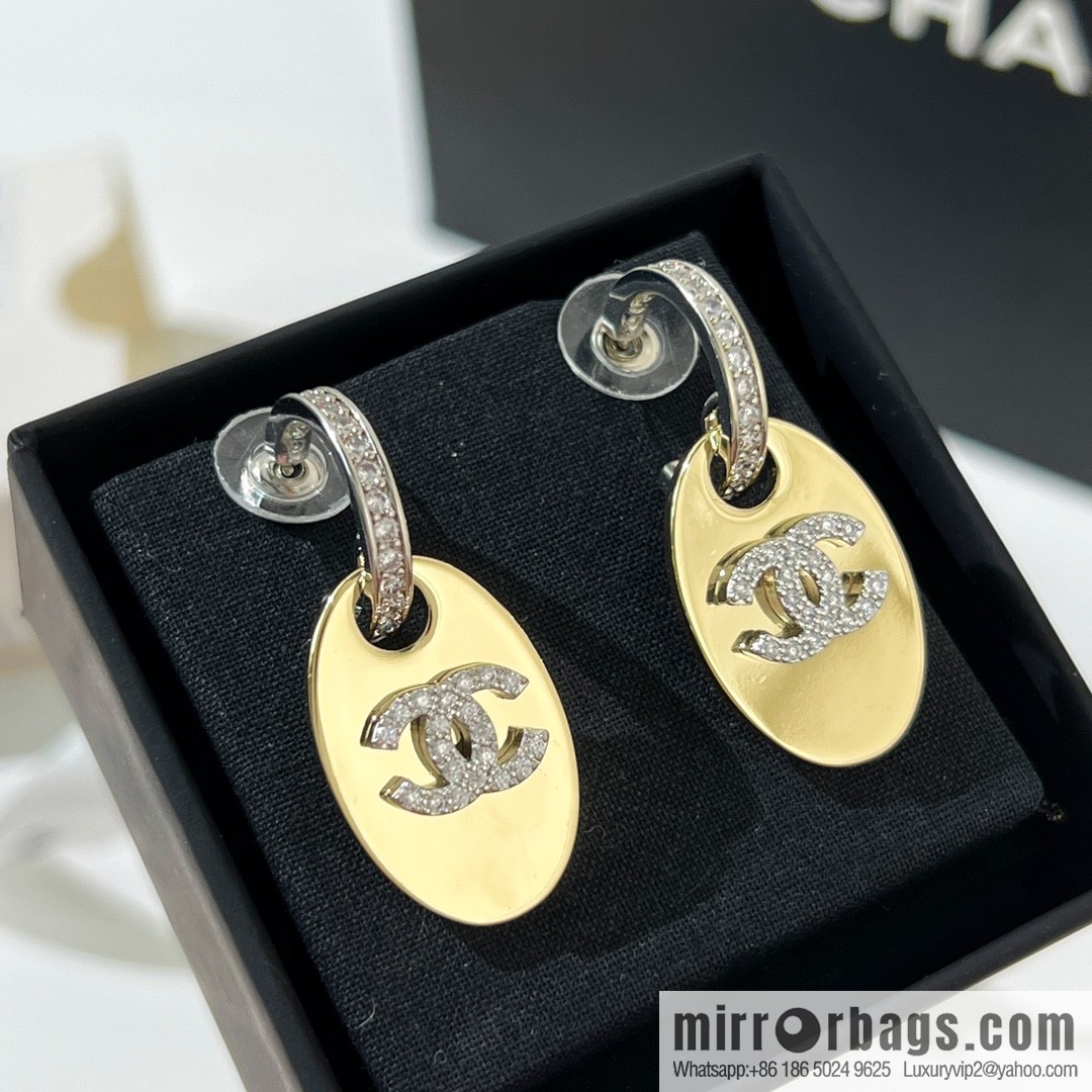 New ☑️ CHANEL Chanel double c oval, stud earrings