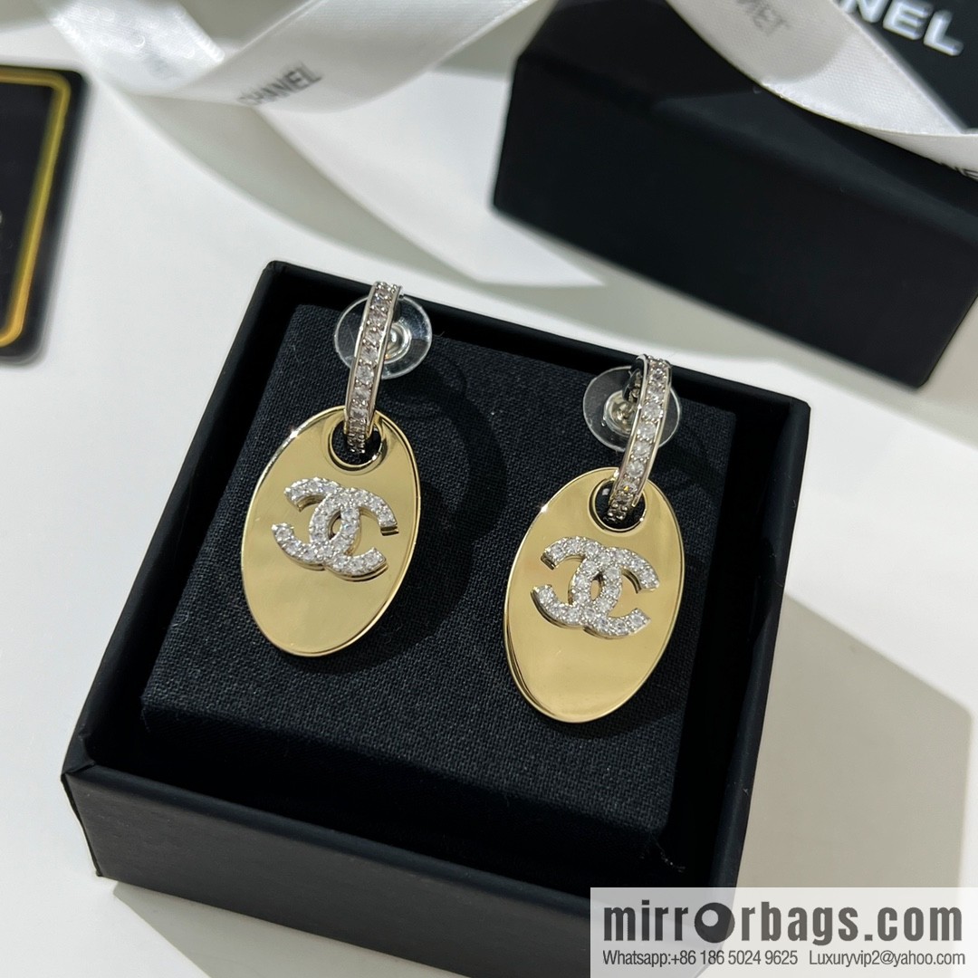 New ☑️ CHANEL Chanel double c oval, stud earrings