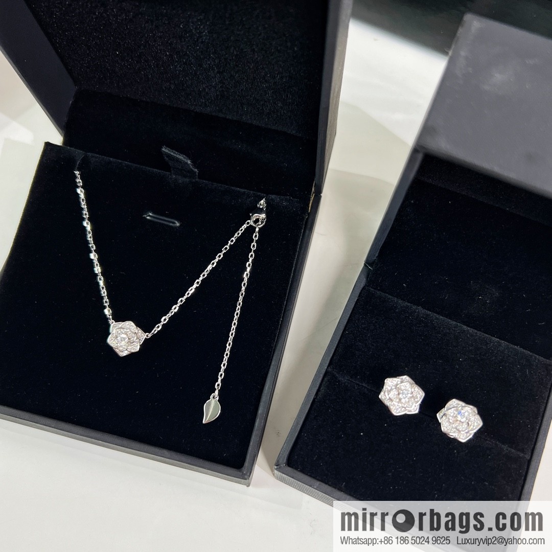 Piaget rose stud earrings necklace