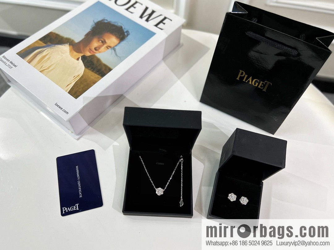 Piaget rose stud earrings necklace