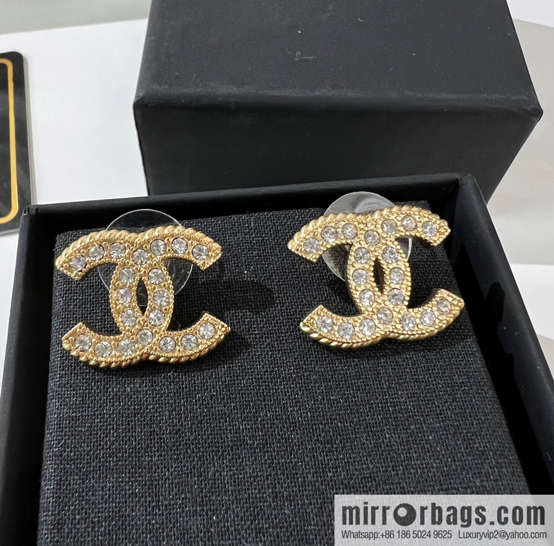 New ☑️ CHANEL Chanel double c full diamond stud earrings