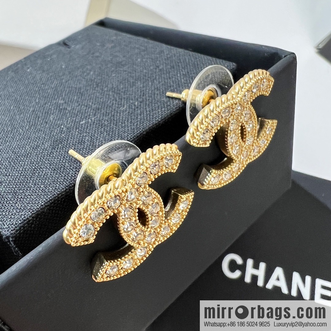 New ☑️ CHANEL Chanel double c full diamond stud earrings