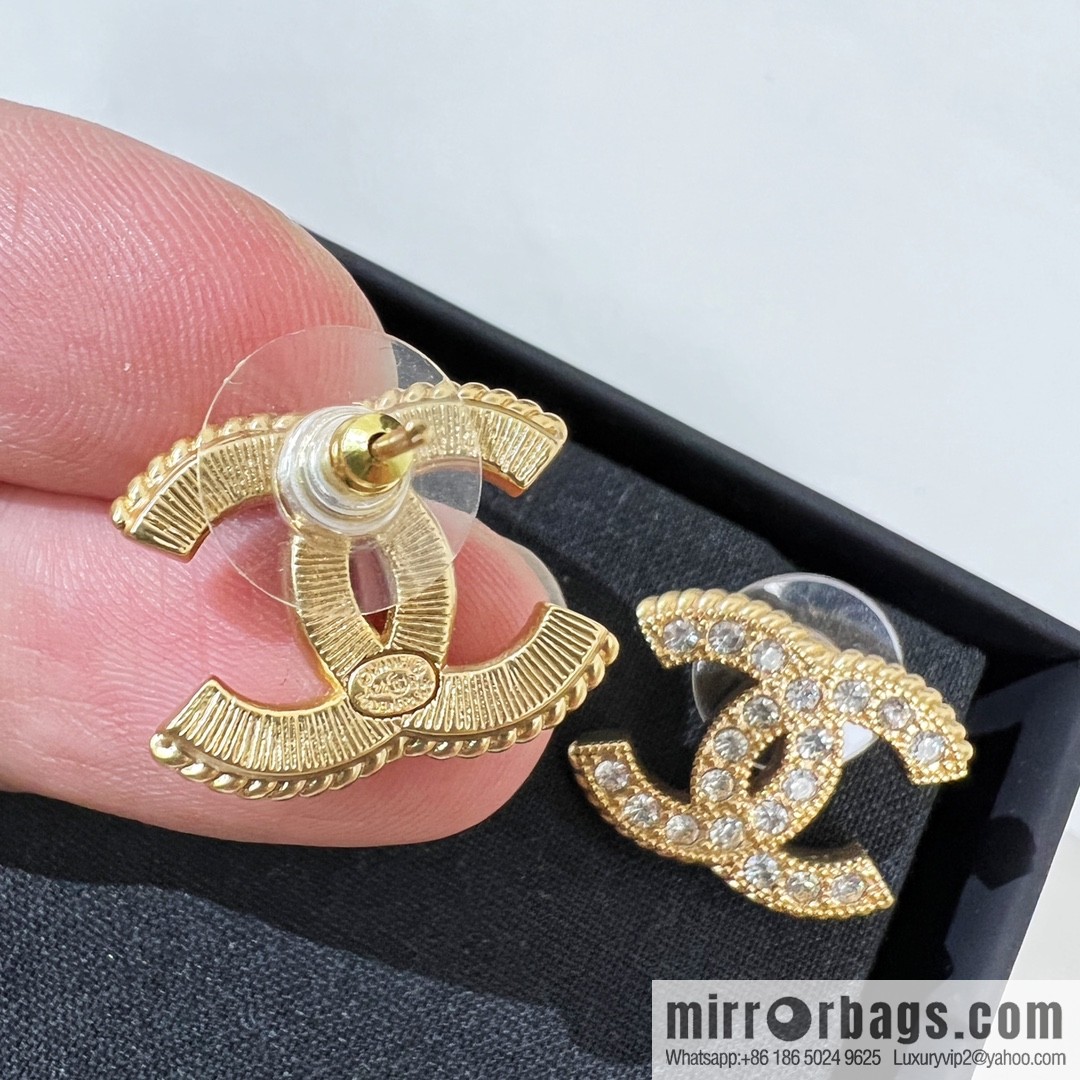 New ☑️ CHANEL Chanel double c full diamond stud earrings