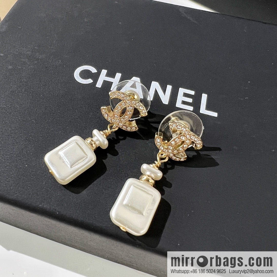 New ☑️ CHANEL Chanel double c perfume bottle stud earrings