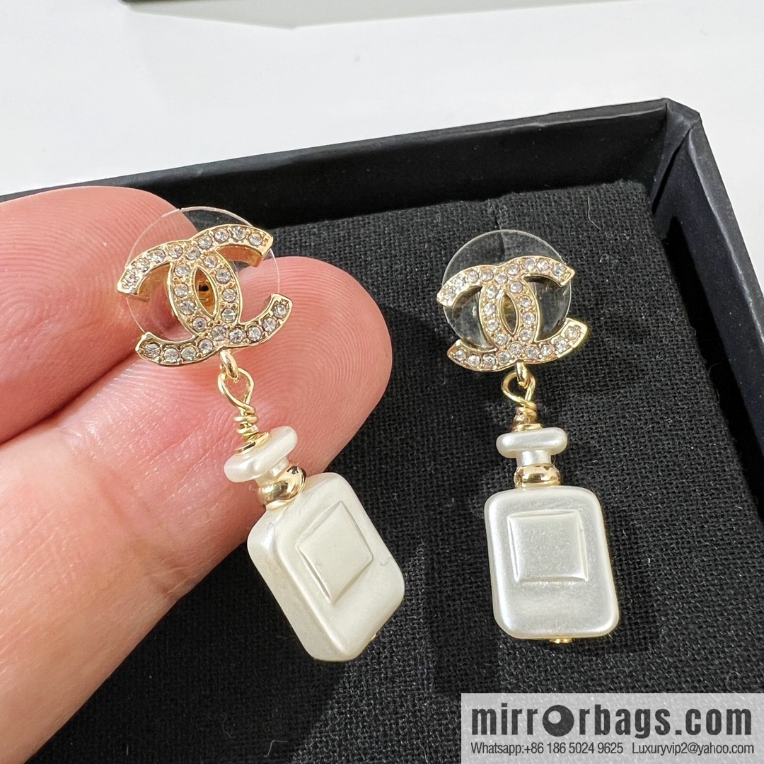 New ☑️ CHANEL Chanel double c perfume bottle stud earrings