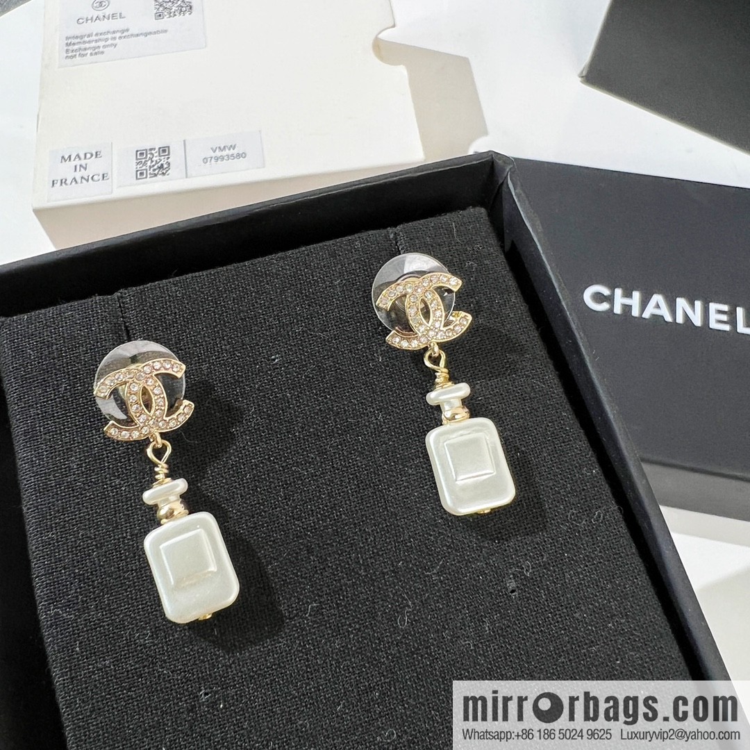 New ☑️ CHANEL Chanel double c perfume bottle stud earrings