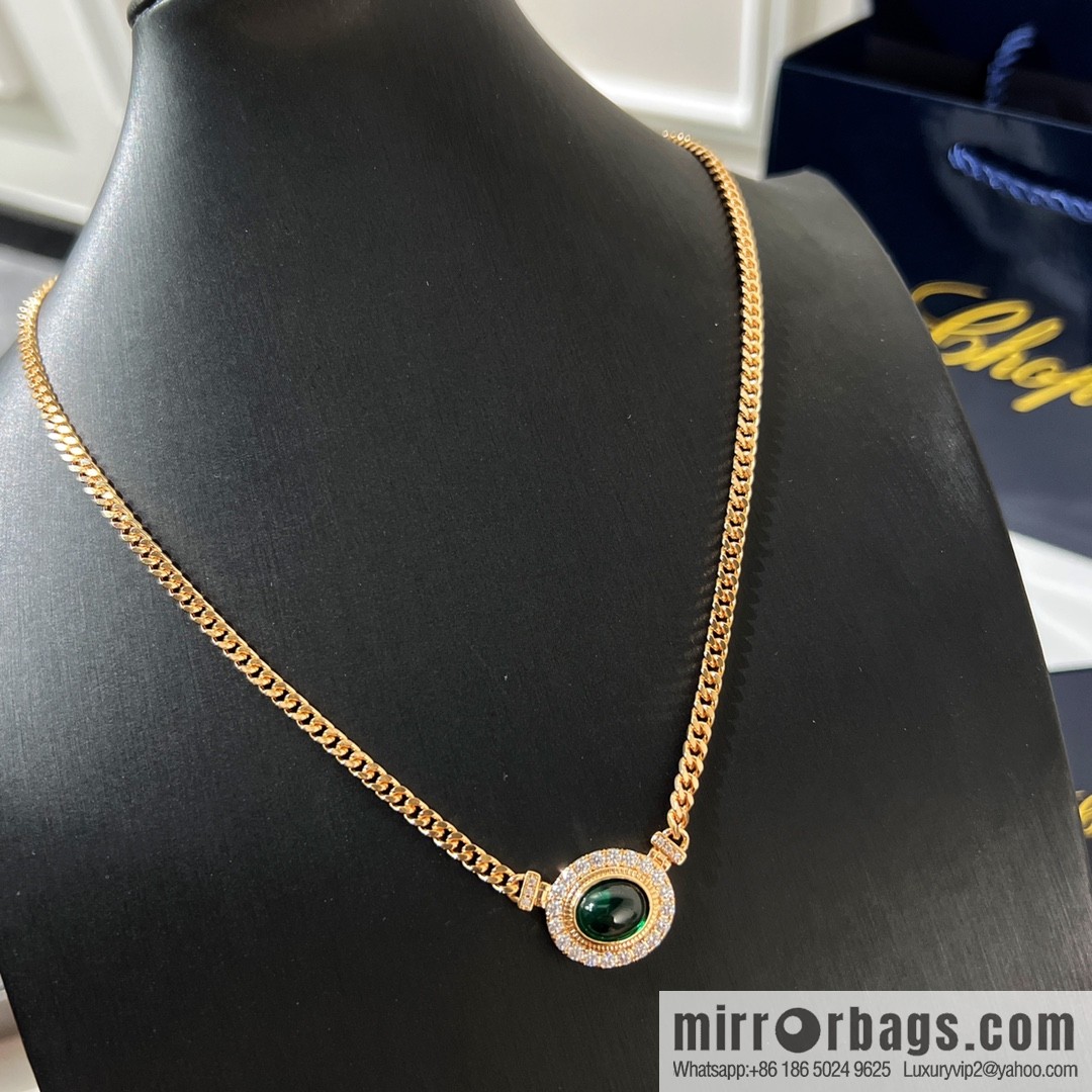 Chopard PRECIOUS LACE VAGUE Green diamond necklace bracelet stud earrings