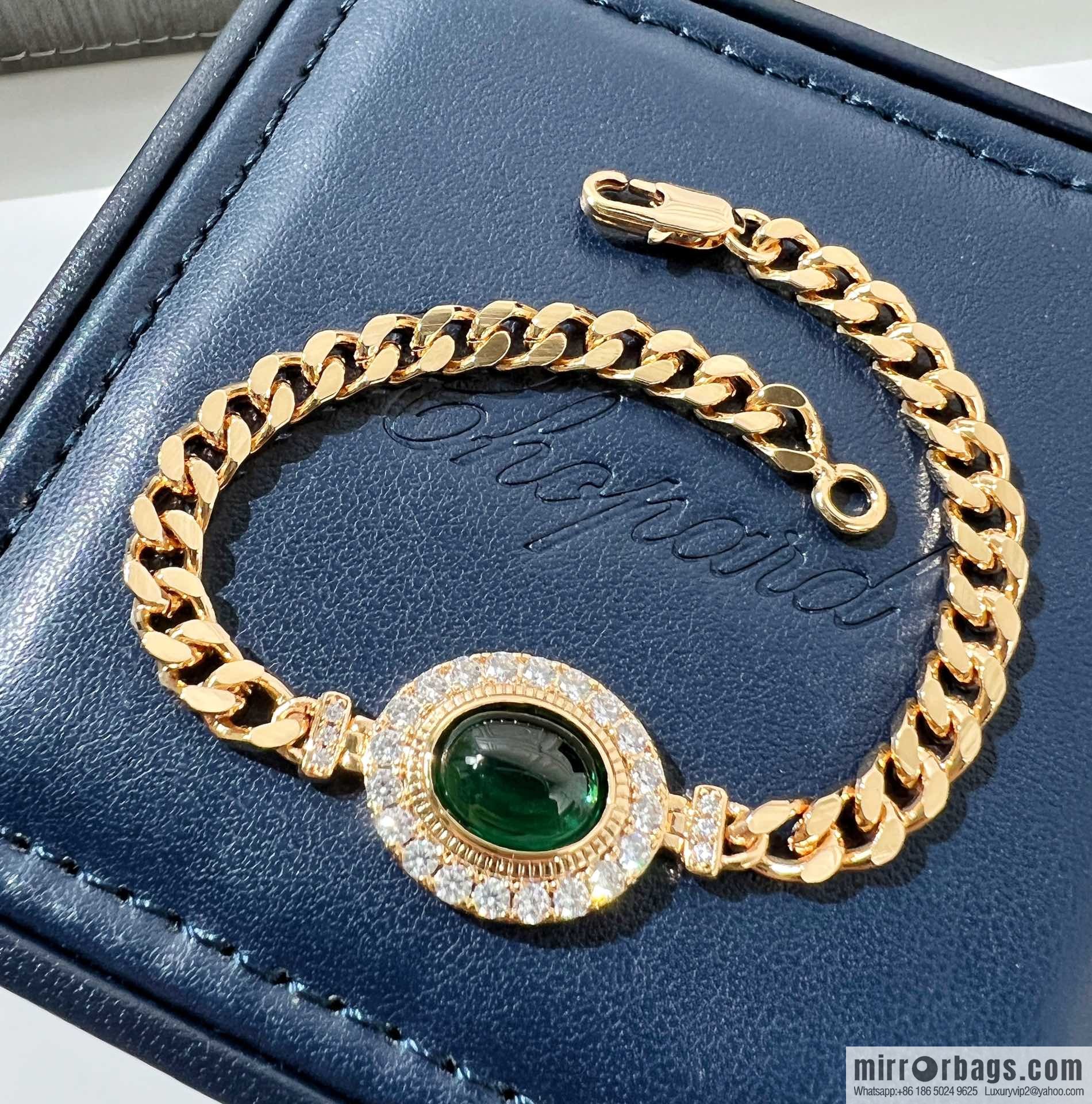 Chopard PRECIOUS LACE VAGUE Green diamond necklace bracelet stud earrings