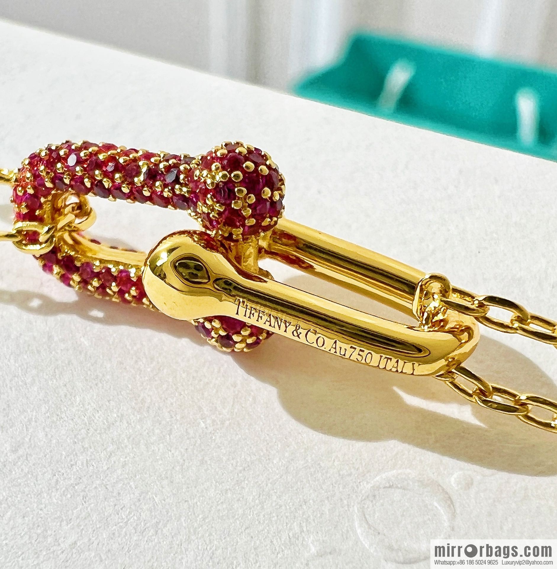 Tiffany & co. Pink diamond full diamond double chain ring necklace