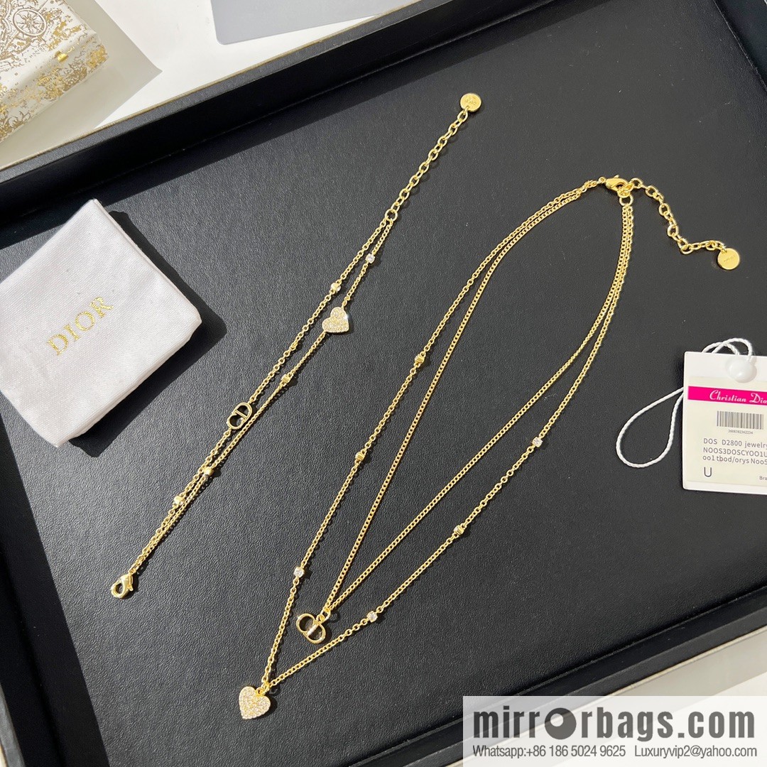 New ☑️ DIOR Dior CD peach heart double layer bracelet necklace