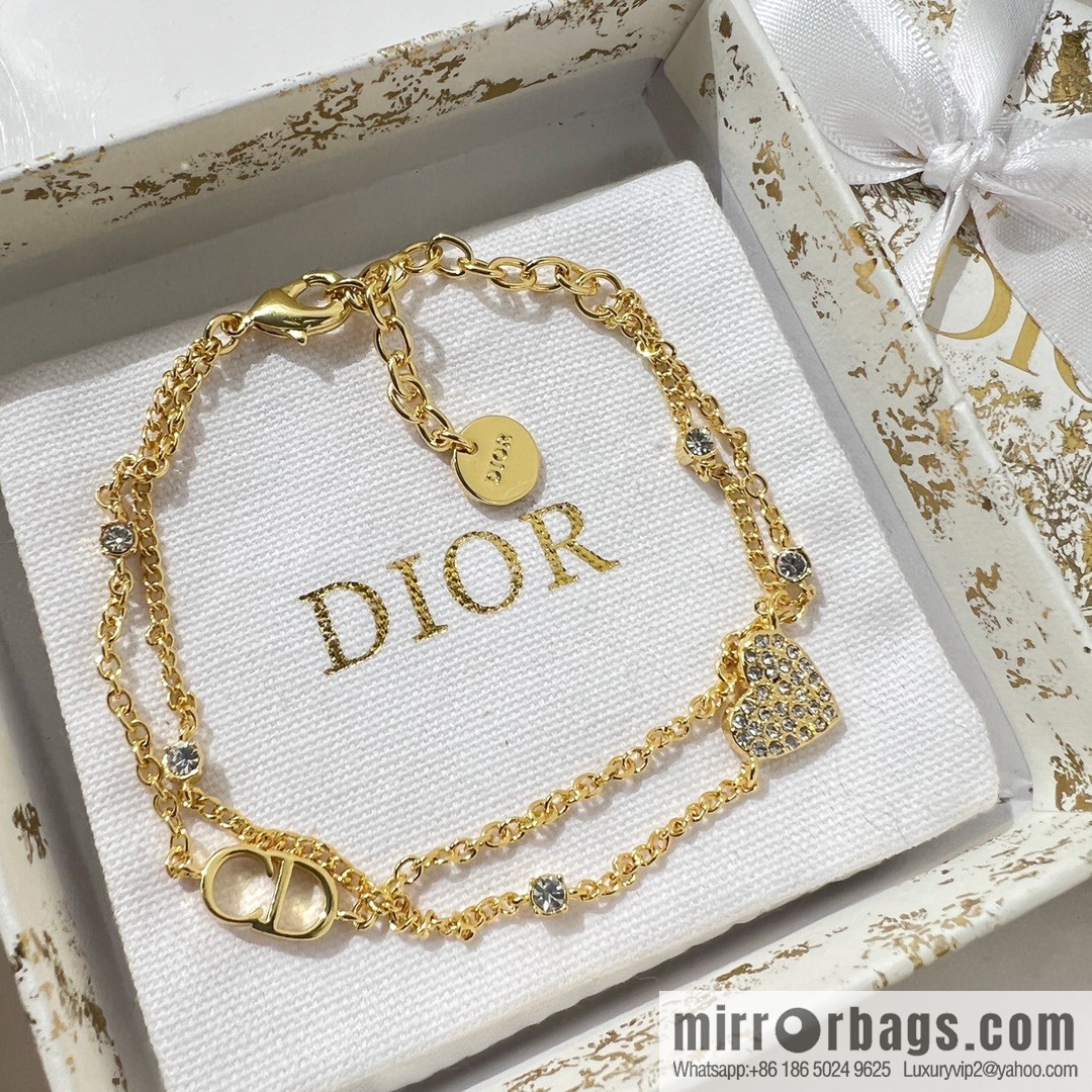 New ☑️ DIOR Dior CD peach heart double layer bracelet necklace