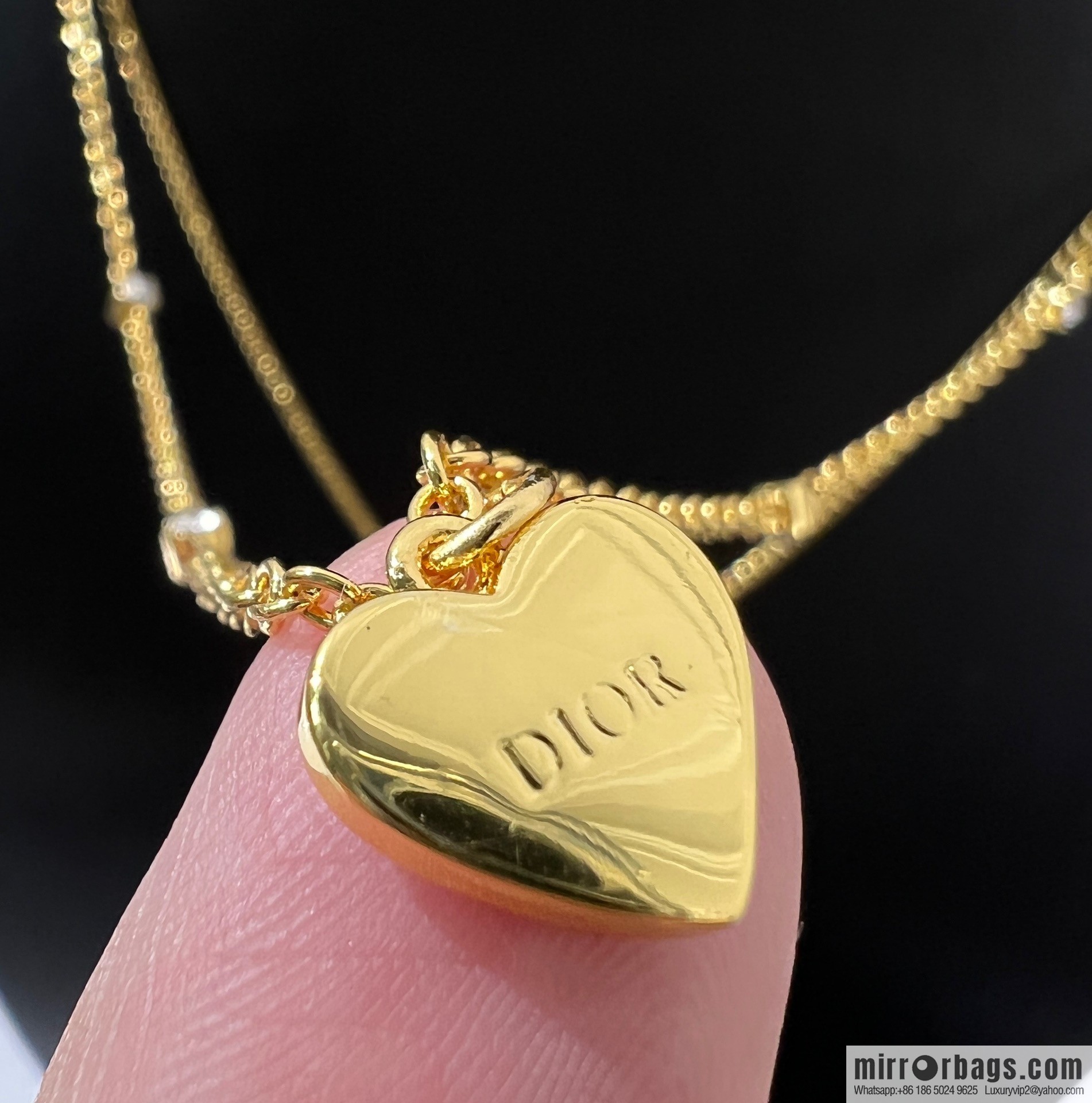 New ☑️ DIOR Dior CD peach heart double layer bracelet necklace