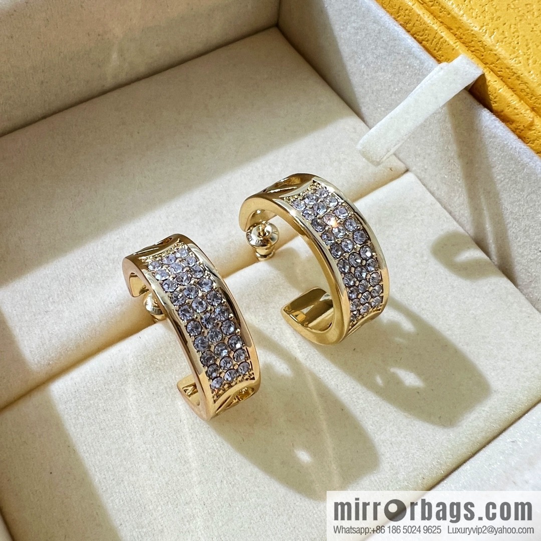 New Fendi full diamond stud earrings