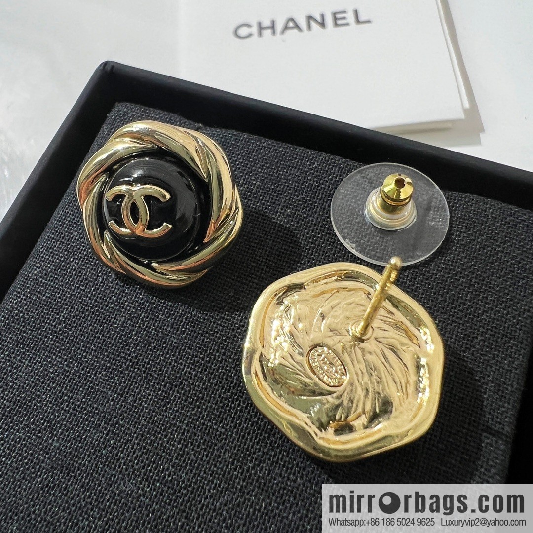New ☑️ CHANEL Chanel double c black stud earrings