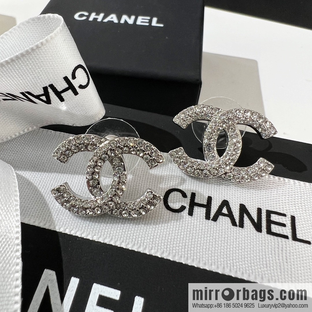 New ☑️ CHANEL Chanel double c full diamond stud earrings