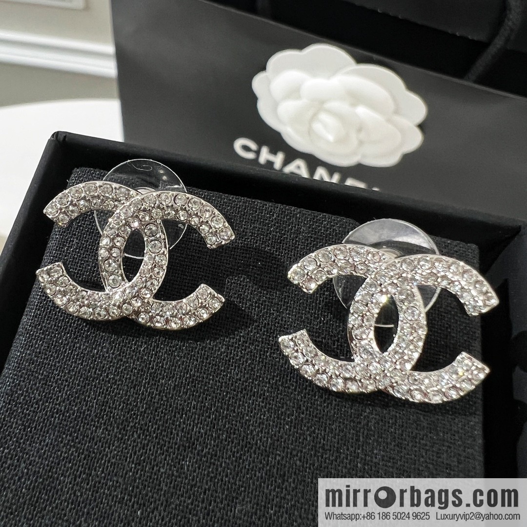 New ☑️ CHANEL Chanel double c full diamond stud earrings