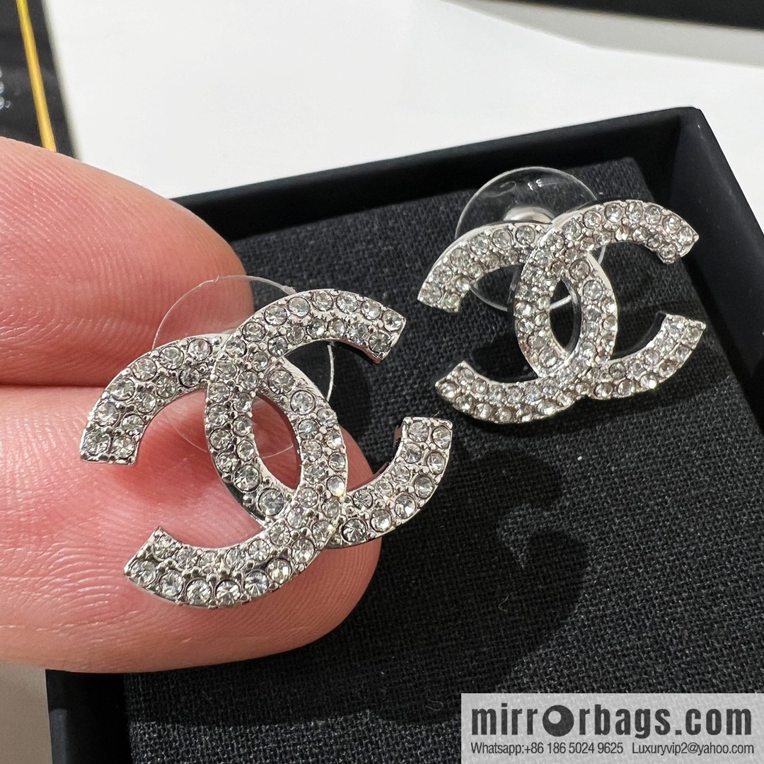 New ☑️ CHANEL Chanel double c full diamond stud earrings