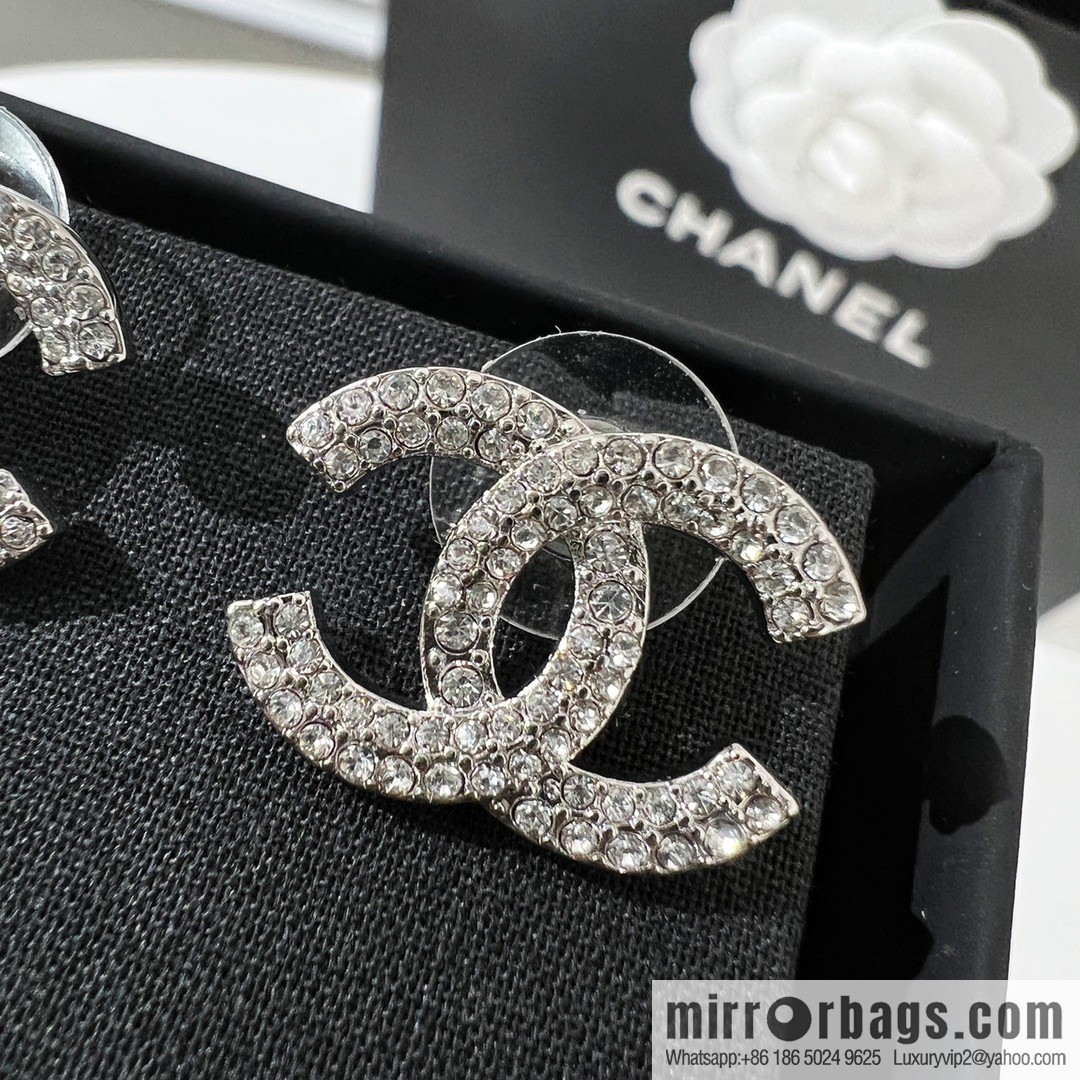 New ☑️ CHANEL Chanel double c full diamond stud earrings