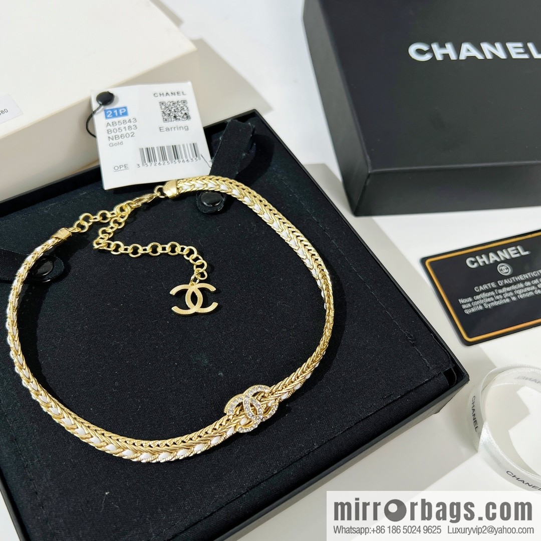 New ☑️ CHANEL Chanel double c white leather rope necklace necklace