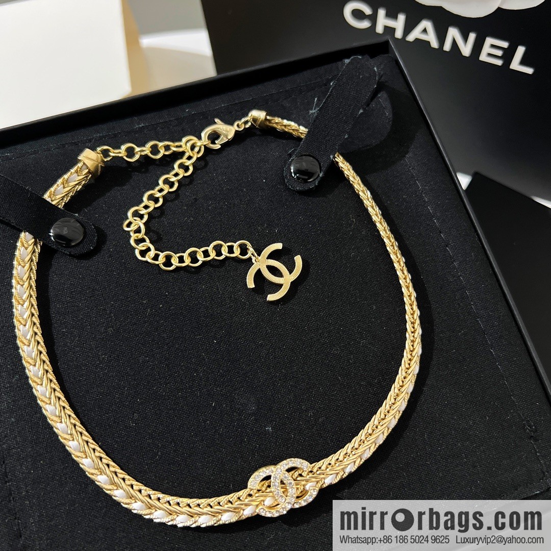 New ☑️ CHANEL Chanel double c white leather rope necklace necklace