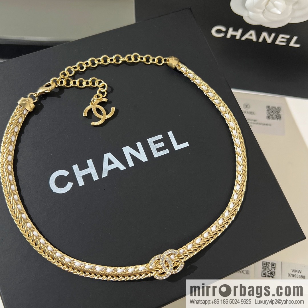 New ☑️ CHANEL Chanel double c white leather rope necklace necklace