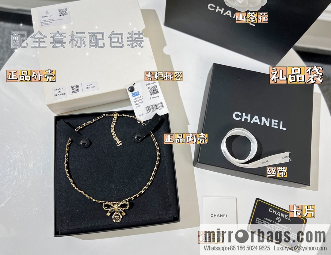 New ☑️ CHANEL Chanel double c black leather rope bow necklace