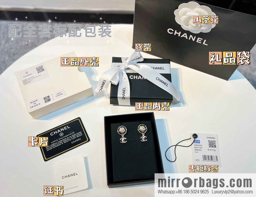 New ☑️ CHANEL Chanel double c camellia stud earrings