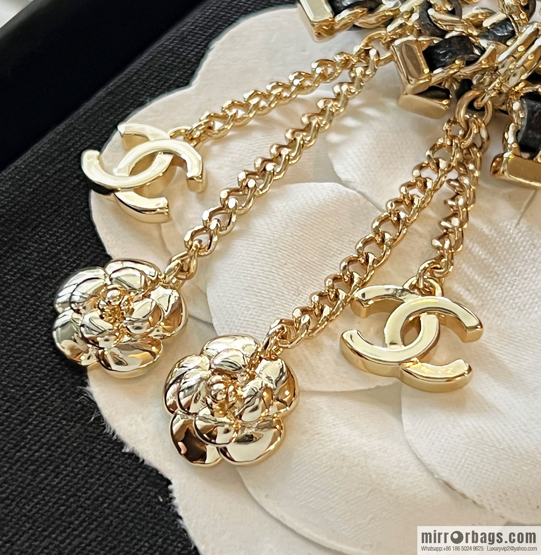 New ☑️ CHANEL Chanel double c camellia bow stud earrings