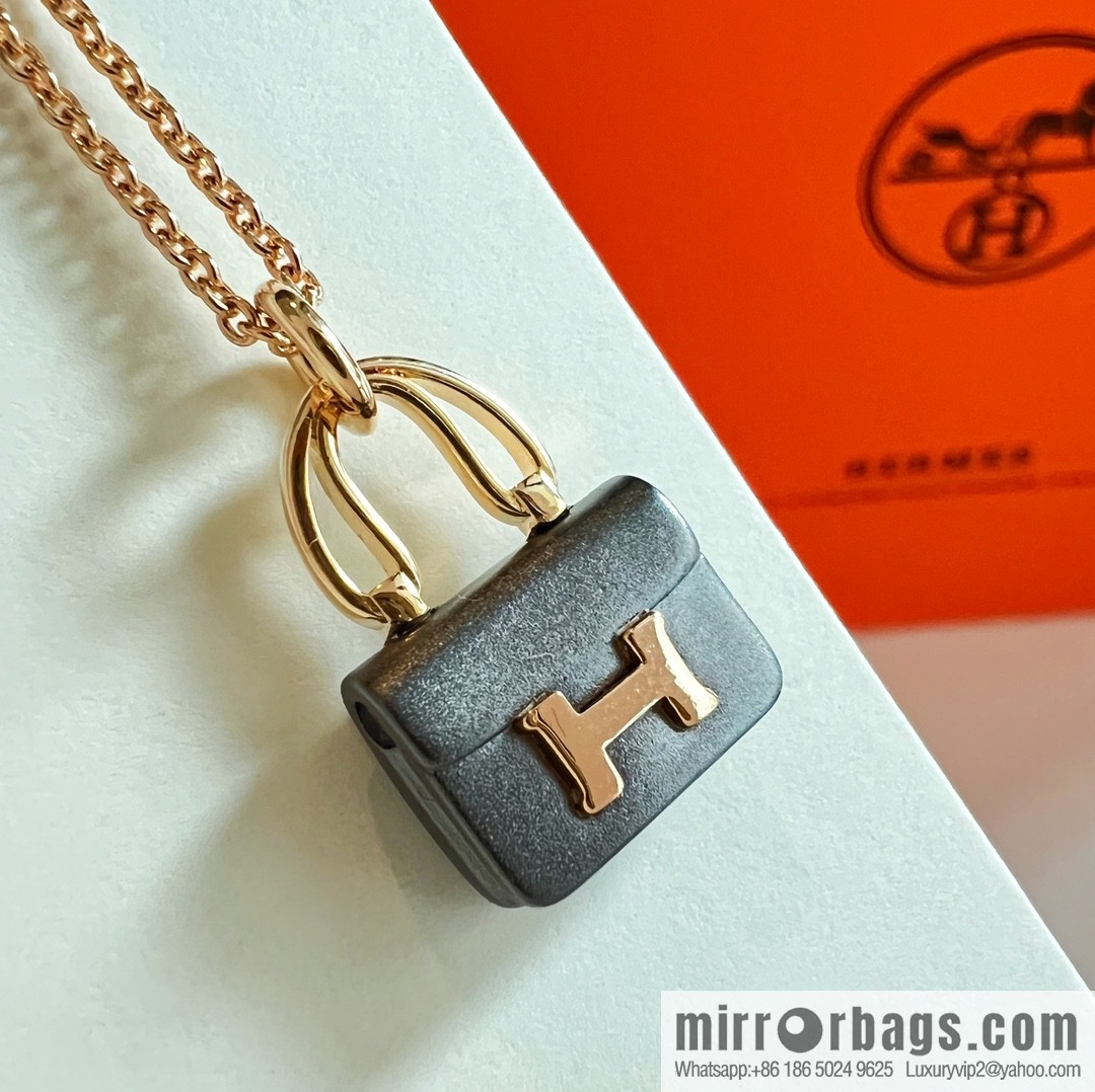 ❤️New ☑️ Hermès HERMES black jade bag necklace