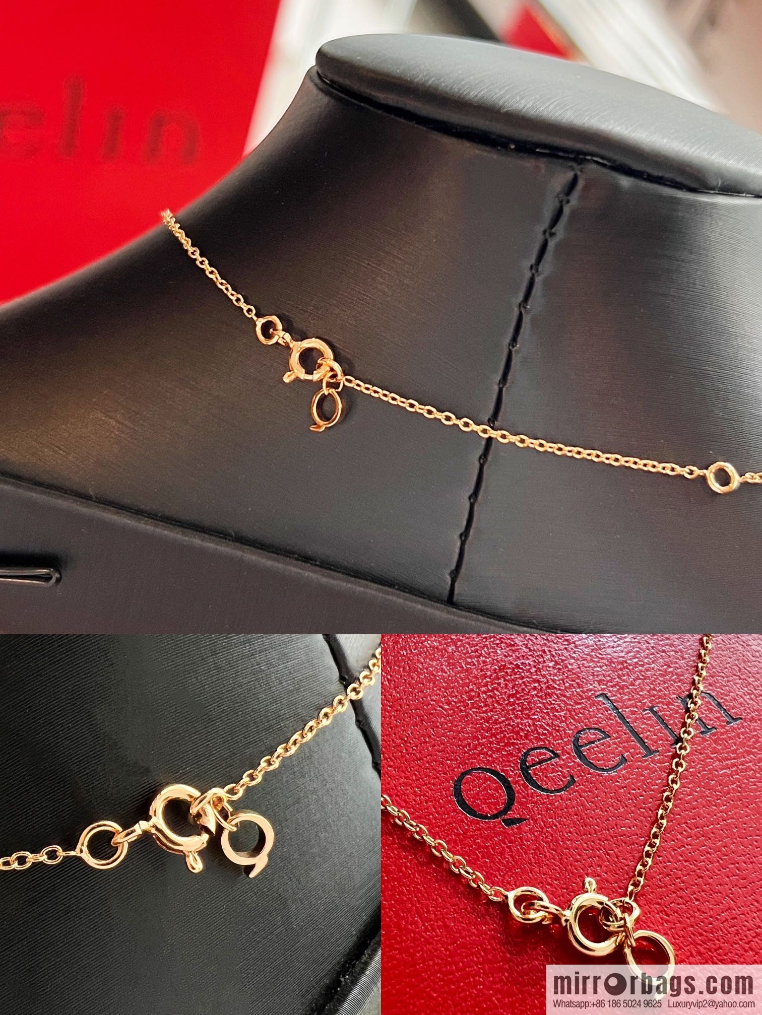Qeelin, pink shell gourd necklace bracelet
