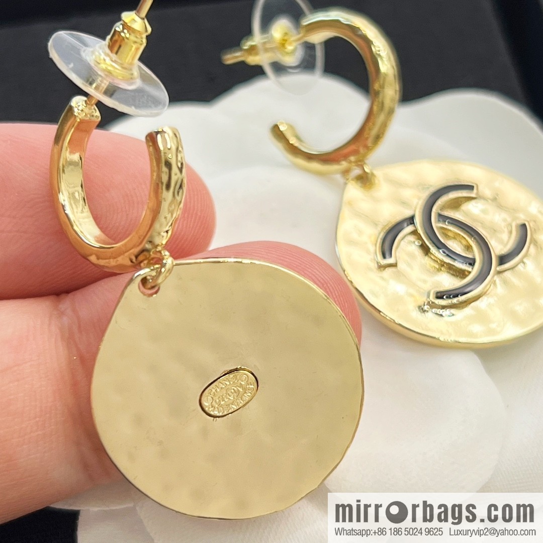 New ☑️ CHANEL Chanel double c round stud earrings