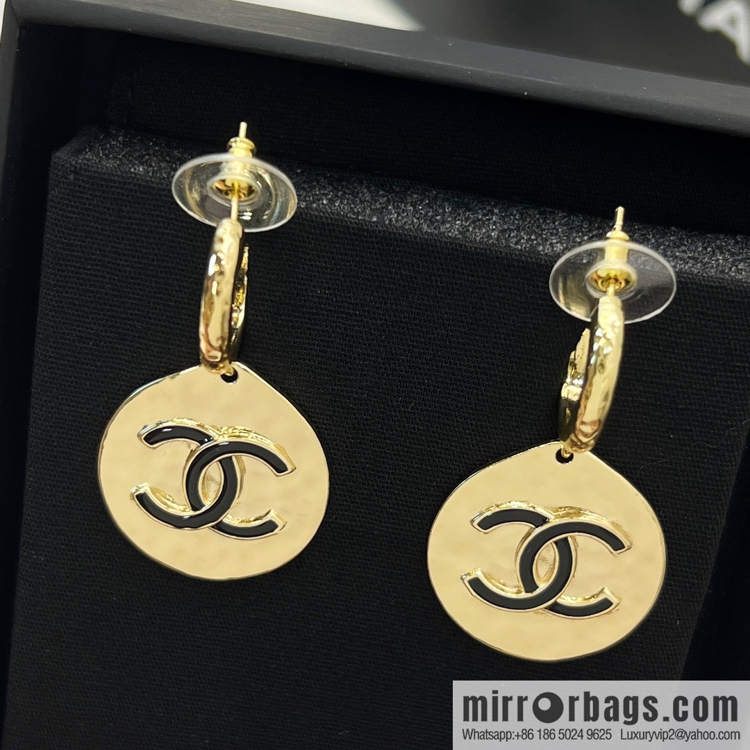 New ☑️ CHANEL Chanel double c round stud earrings