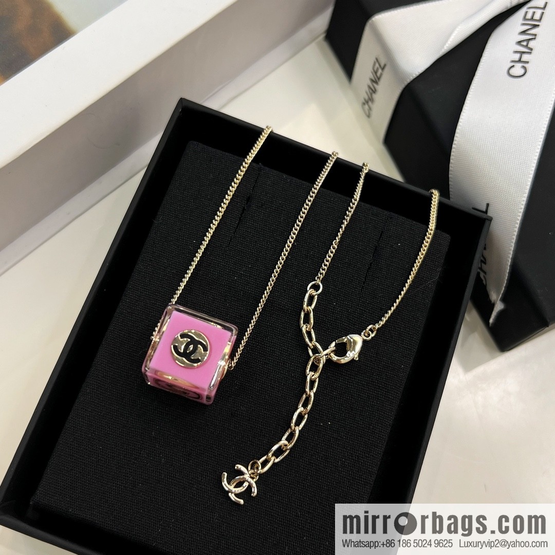 New ☑️ CHANEL Chanel dice 🎲 acrylic necklace