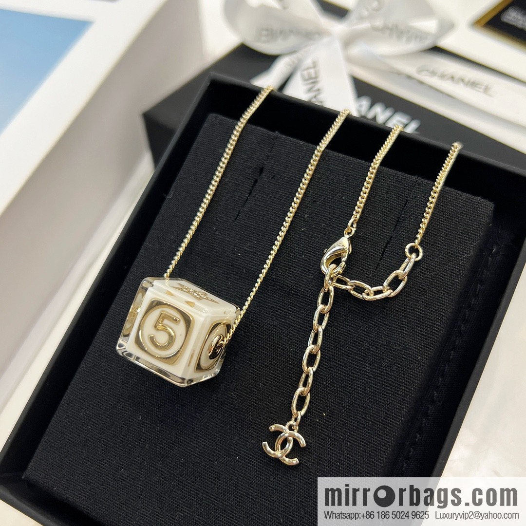 New ☑️ CHANEL Chanel dice 🎲 acrylic necklace