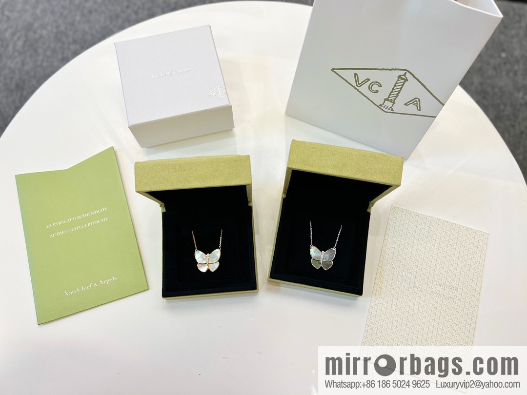 Van Cleef & Arpels White shells, grey shells, butterfly necklace