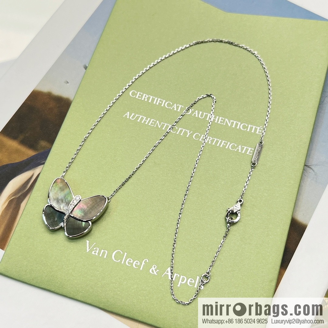 Van Cleef & Arpels White shells, grey shells, butterfly necklace
