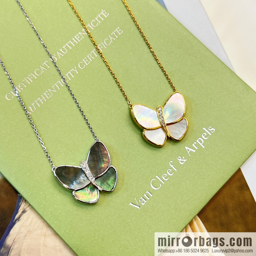 Van Cleef & Arpels White shells, grey shells, butterfly necklace