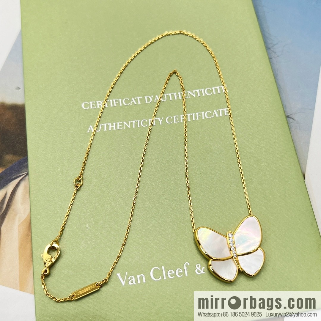 Van Cleef & Arpels White shells, grey shells, butterfly necklace