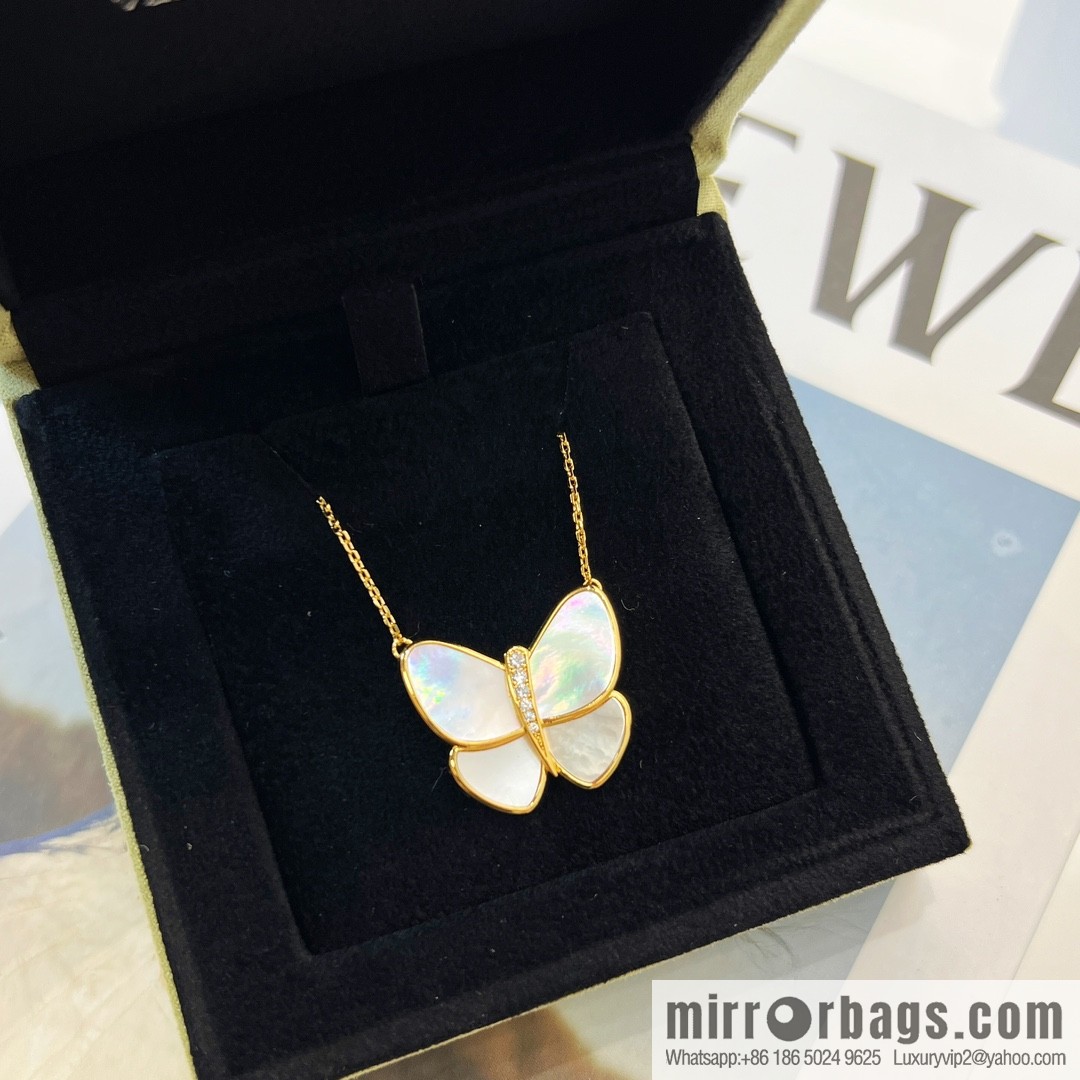 Van Cleef & Arpels White shells, grey shells, butterfly necklace