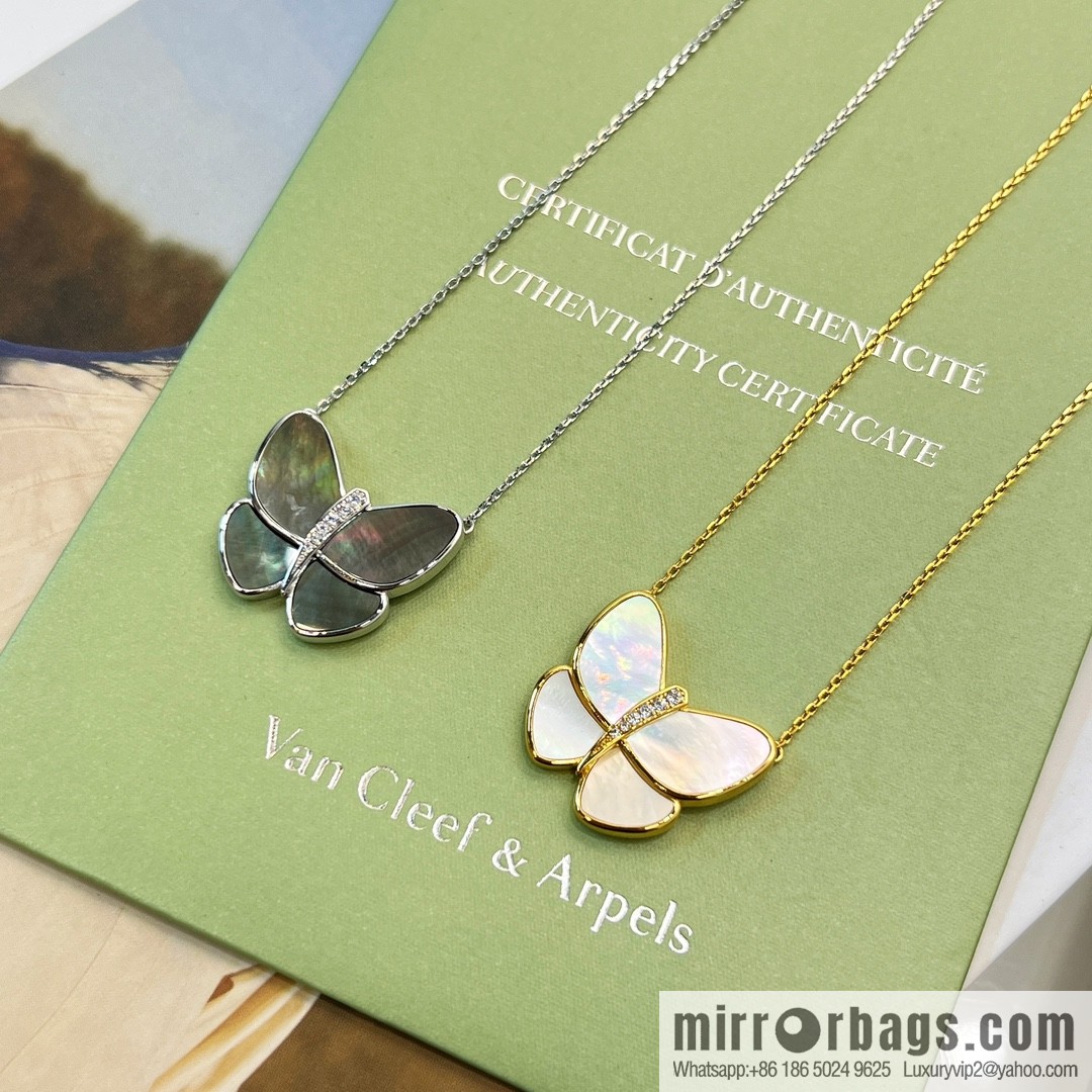 Van Cleef & Arpels White shells, grey shells, butterfly necklace