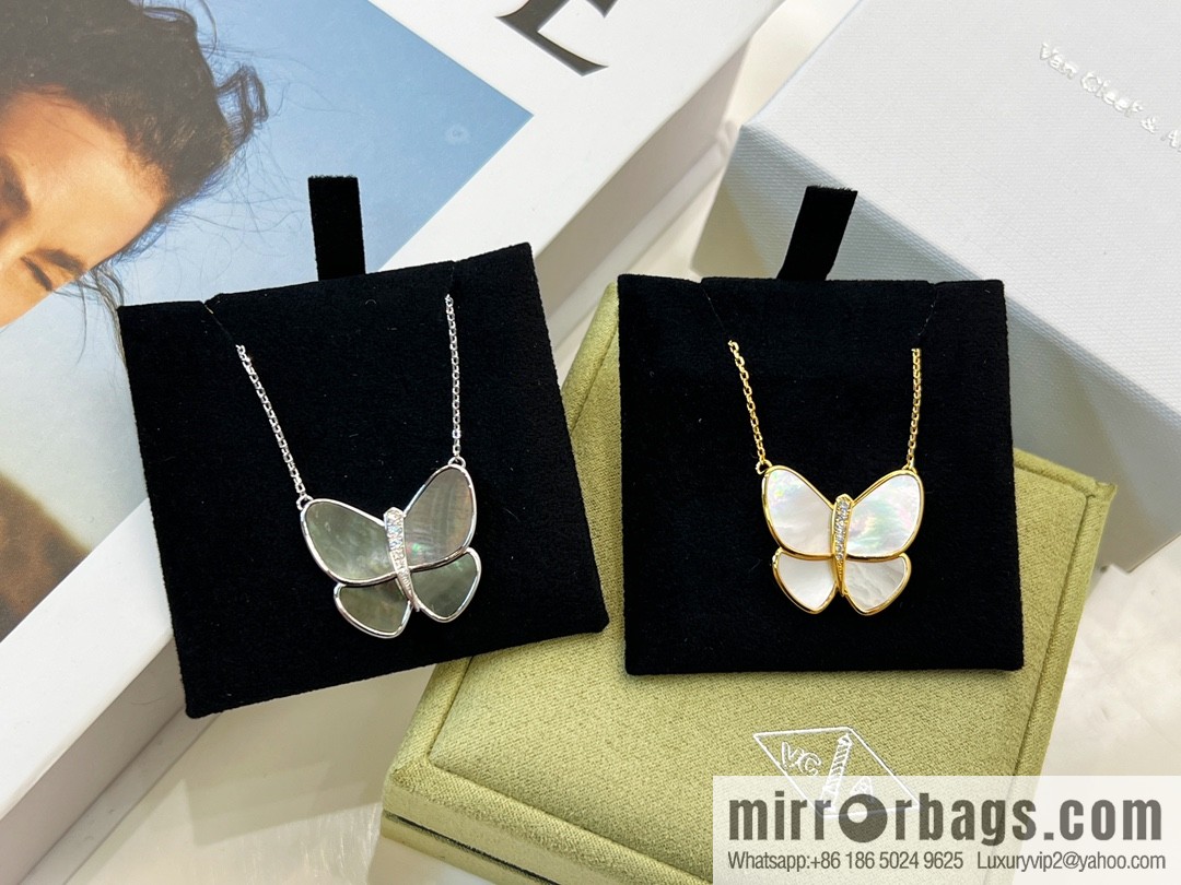 Van Cleef & Arpels White shells, grey shells, butterfly necklace