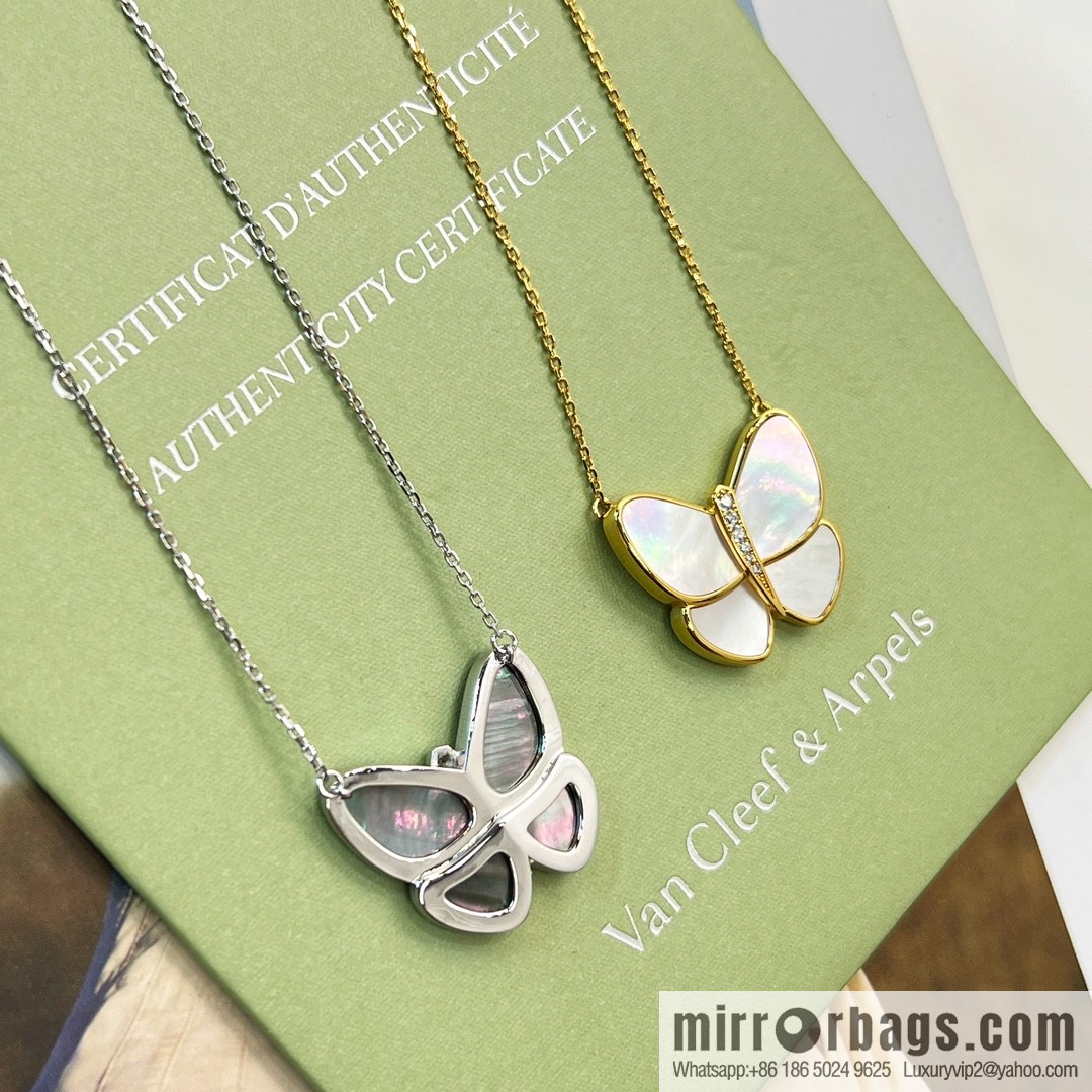 Van Cleef & Arpels White shells, grey shells, butterfly necklace