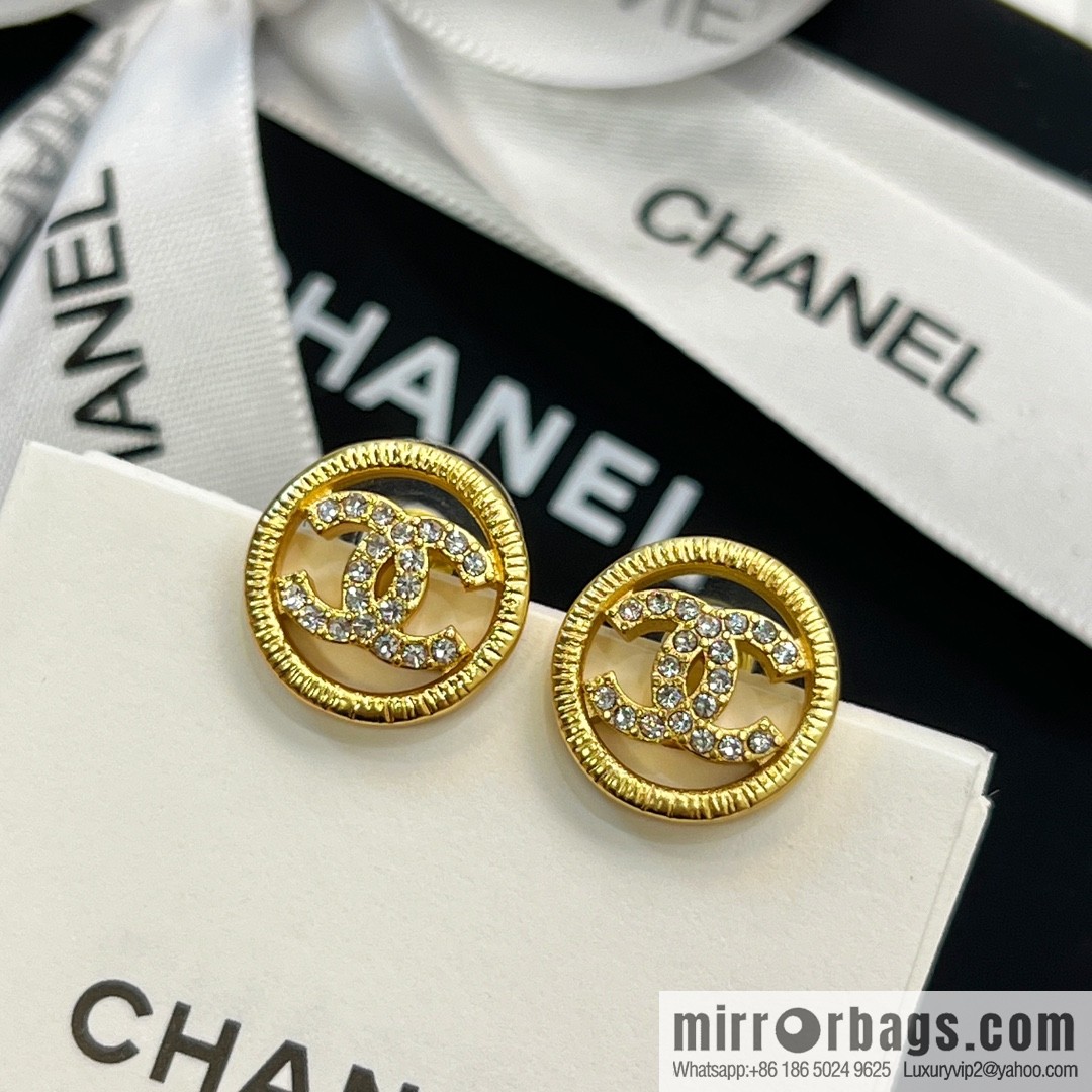 New ☑️ CHANEL Chanel double c round stud earrings