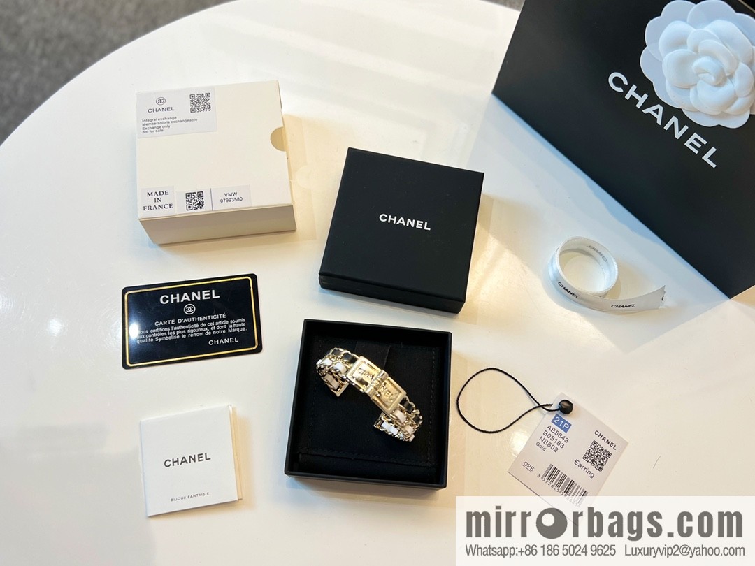 New ☑️ CHANEL Chanel double c black and white leather rope open bracelet