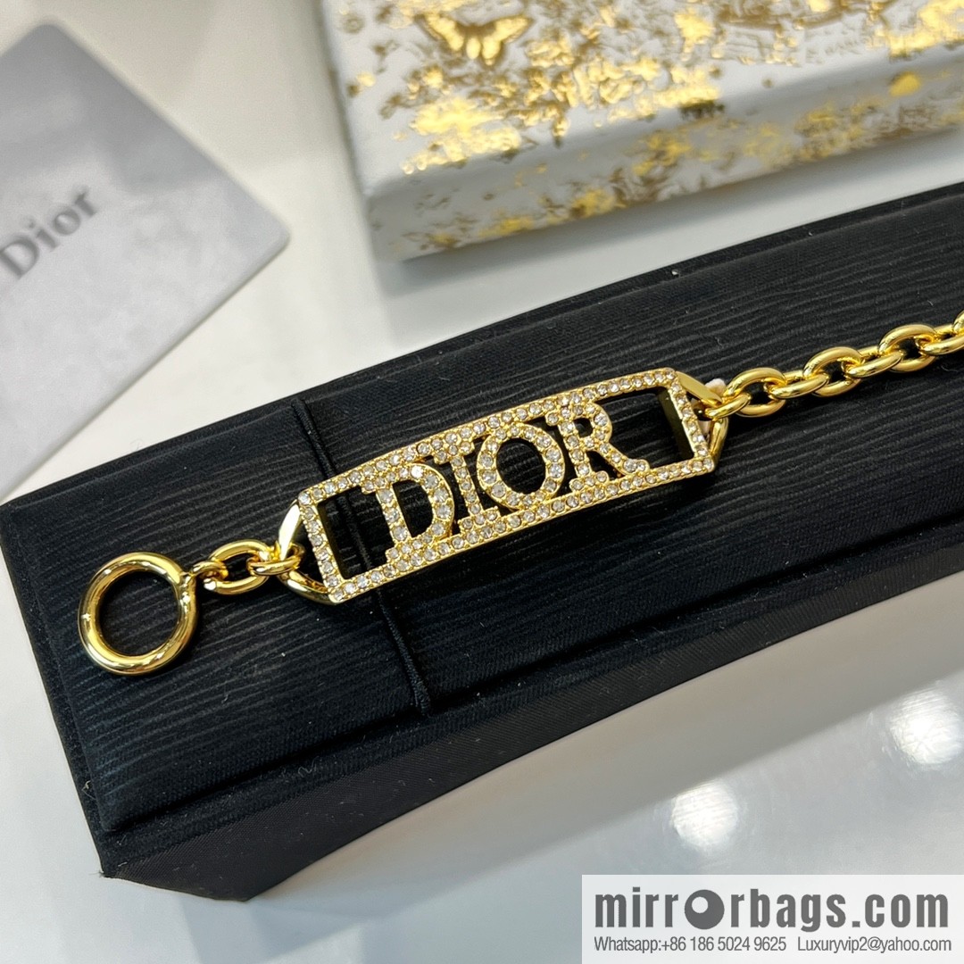 New ☑️ DIOR Dior full diamond letter necklace bracelet