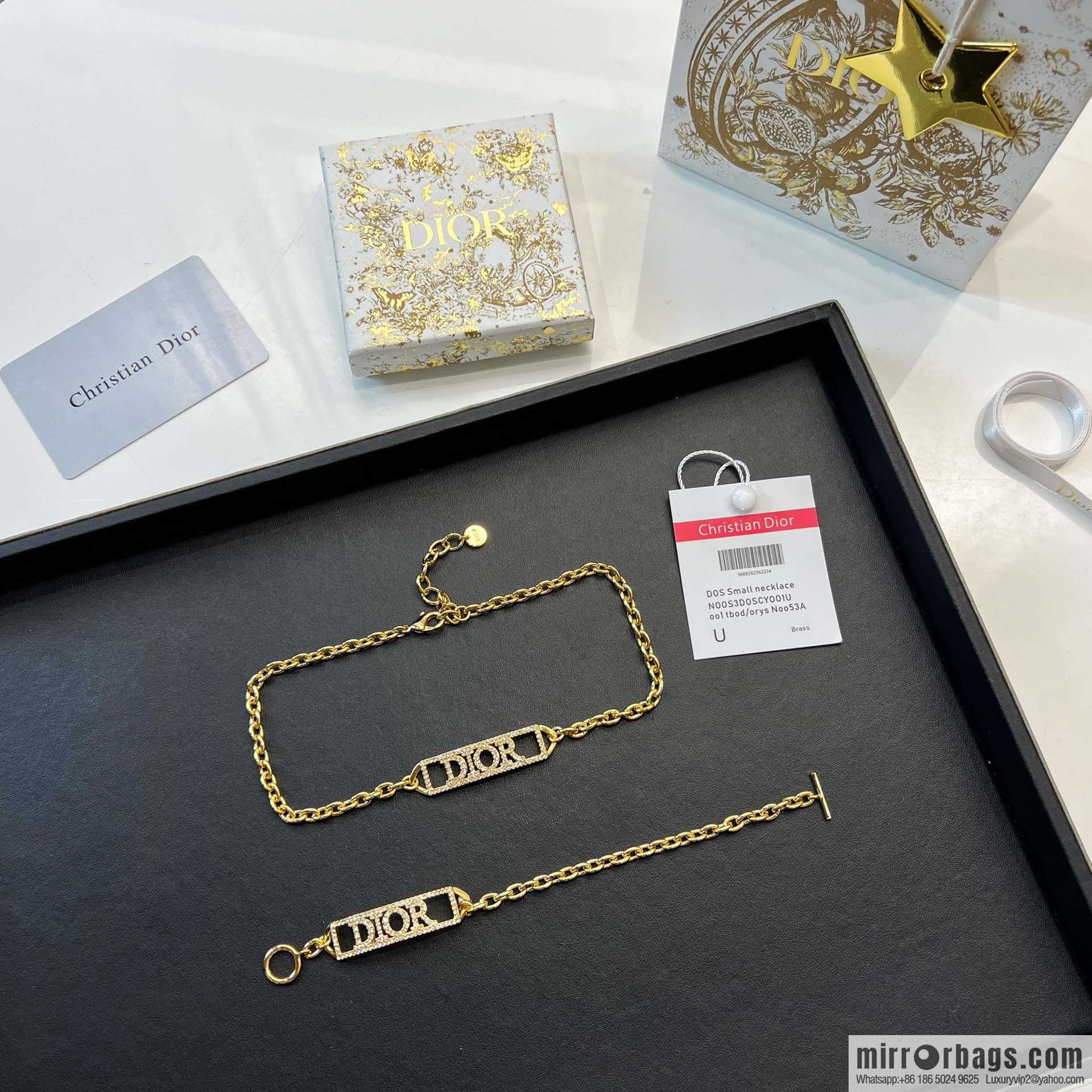 New ☑️ DIOR Dior full diamond letter necklace bracelet
