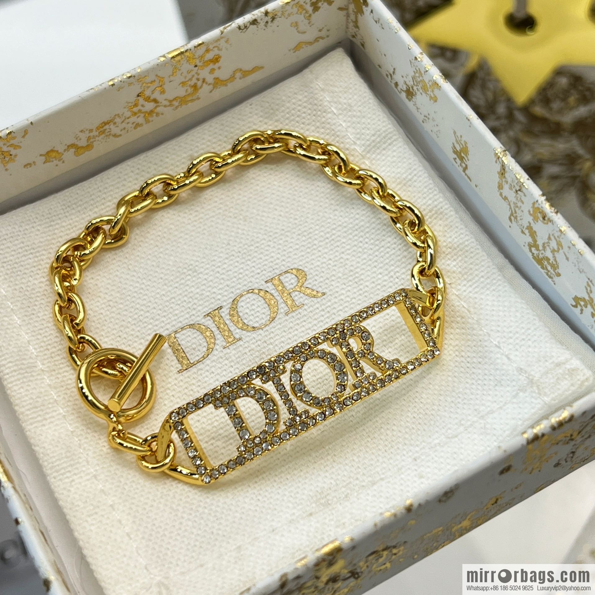 New ☑️ DIOR Dior full diamond letter necklace bracelet