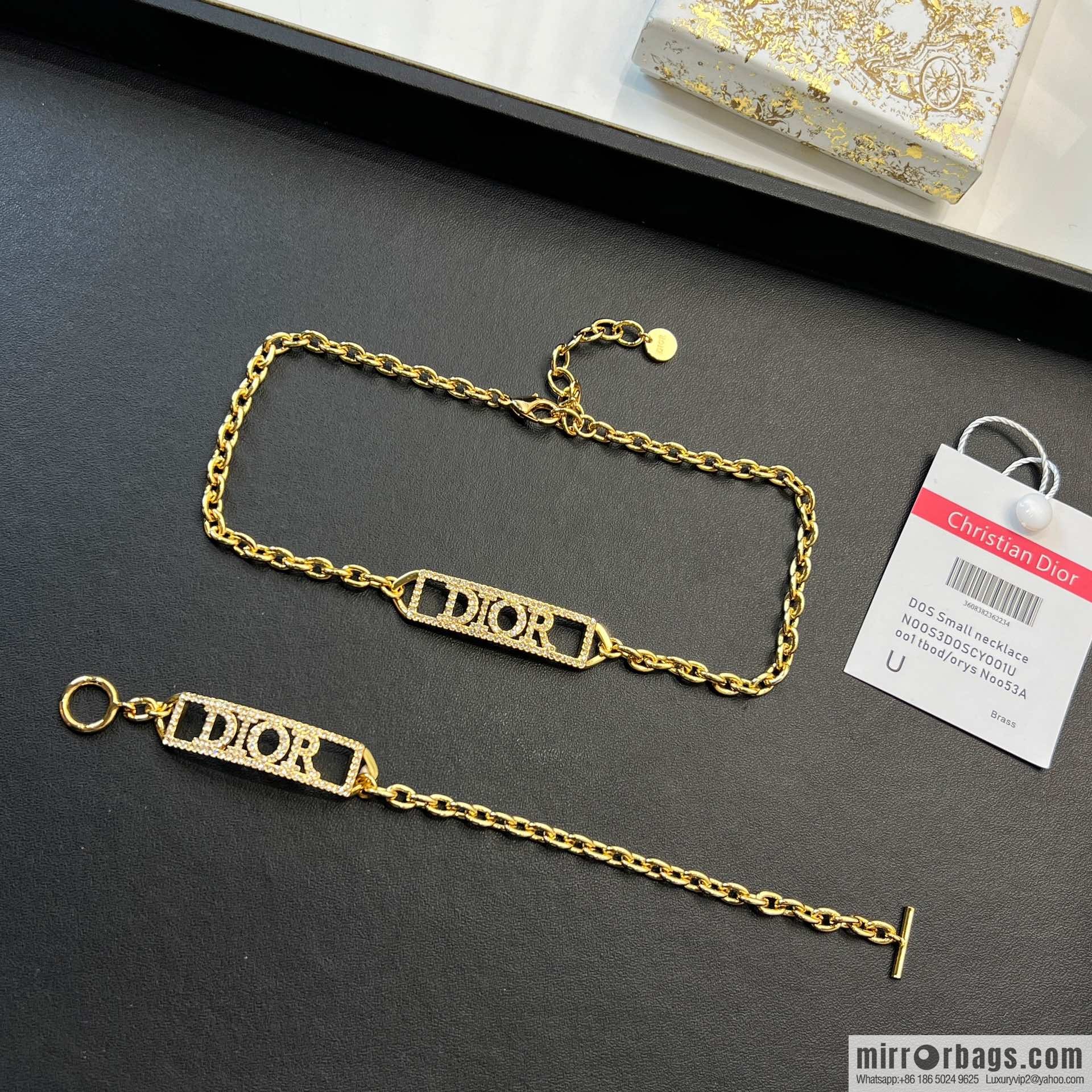 New ☑️ DIOR Dior full diamond letter necklace bracelet