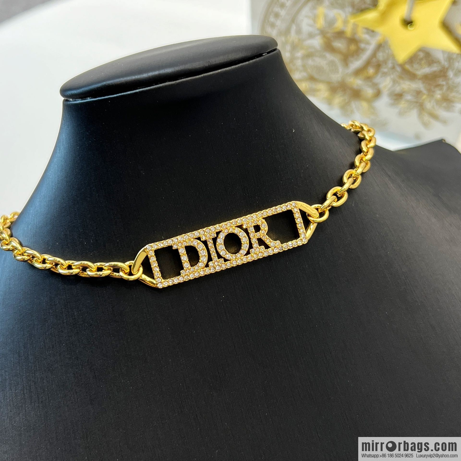 New ☑️ DIOR Dior full diamond letter necklace bracelet